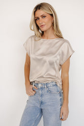 Leonie Satin Top | Natural
